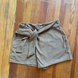 Tan, Ribbed, Textured Skort
